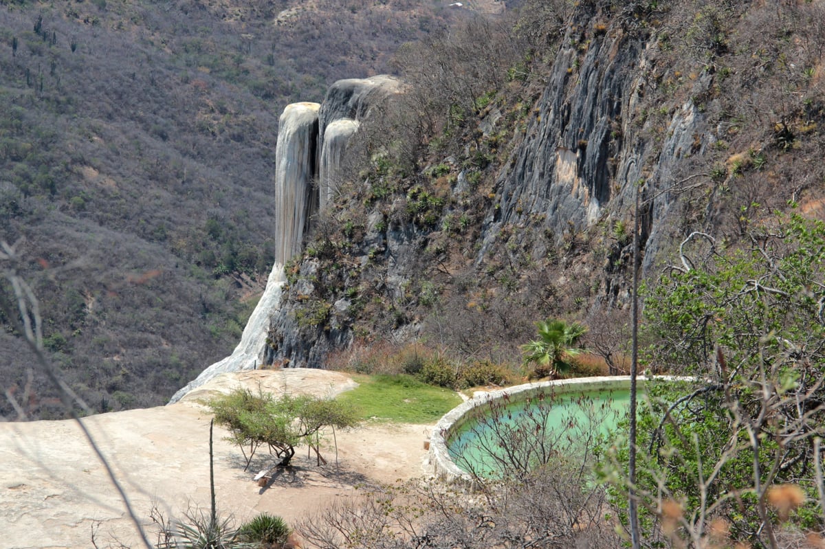 Hierve el Agua in Oaxaca, Mexico are petrified waterfalls
